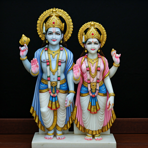 Vishnu Laxmi marble statue collection